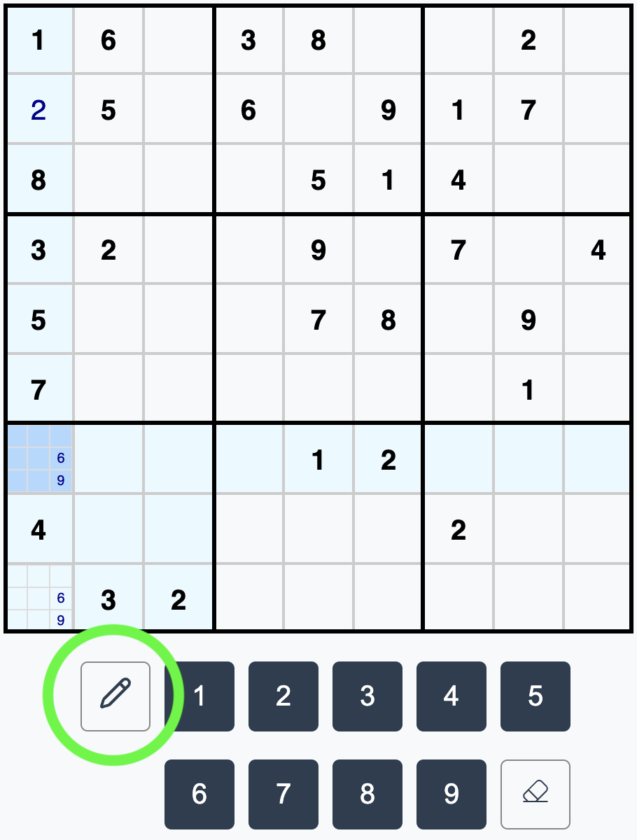 Sudoku potlood notities